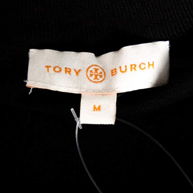 Pre Owned Tory Burch Black Merino Wool Simone Cardigan M