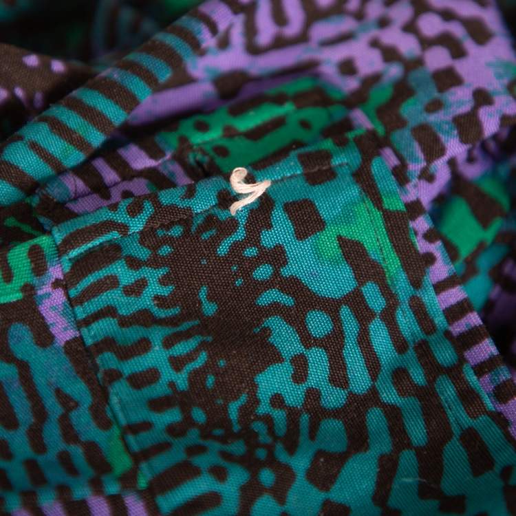 Pre Owned Tory Burch Multicolor Printed Silk Knit Button Front Shirt S