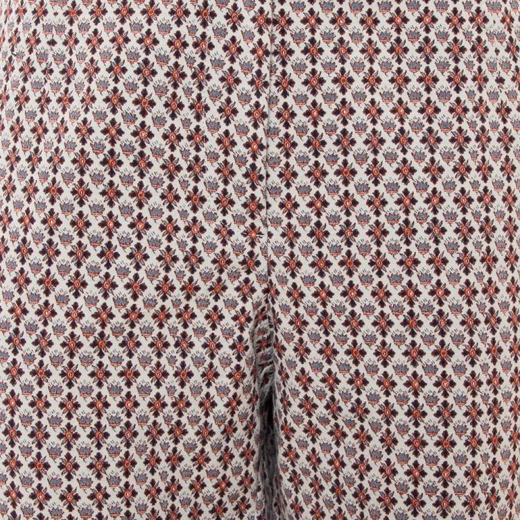 Pre Owned Tory Burch Multicolor Floral Motif Jacquard Skinny Trousers XL 