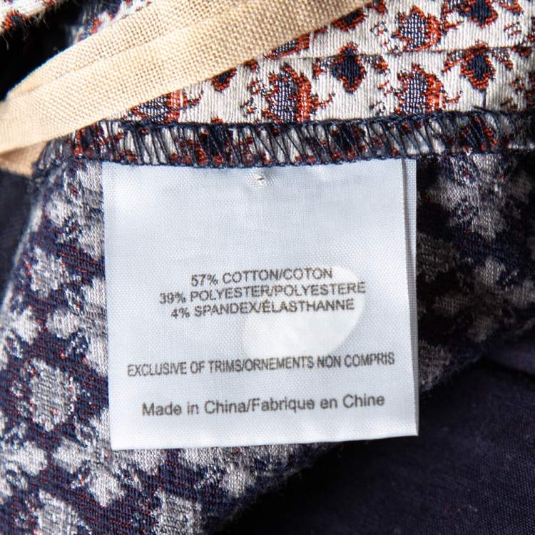 Pre Owned Tory Burch Multicolor Floral Motif Jacquard Skinny Trousers XL 