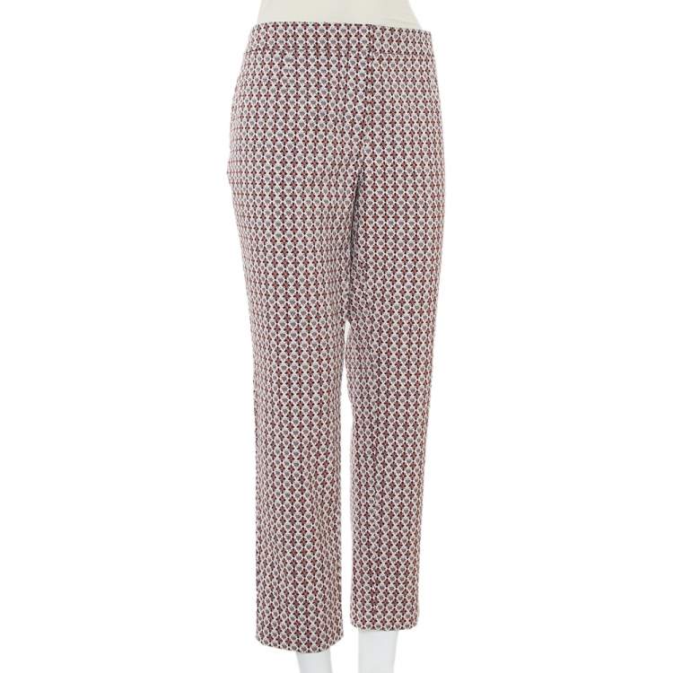 Pre Owned Tory Burch Multicolor Floral Motif Jacquard Skinny Trousers XL 