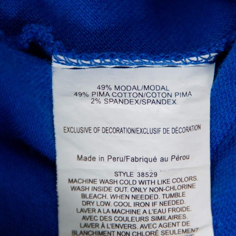 Pre Owned Tory Burch Royal Blue Cotton Pique Wave Rib Detail Polo T-Shirt XL