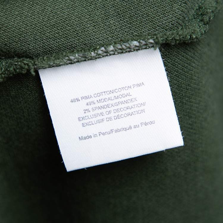 Pre Owned Tory Burch Olive Green Cotton Pique Ruffled Lidia T-Shirt XL