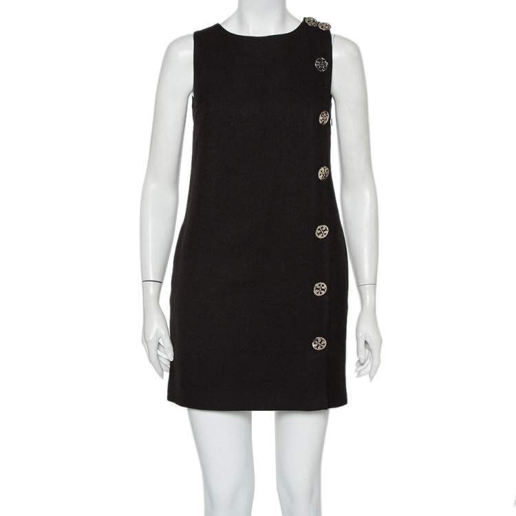 Tory Burch Black Wool Button Detail Sleeveless Shift Dress M Tory Burch |  TLC