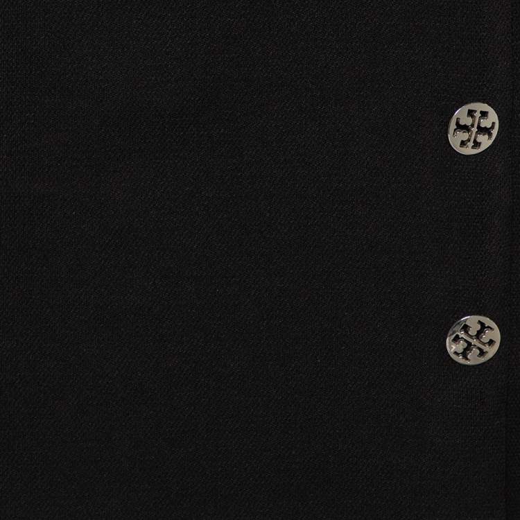 Pre Owned Tory Burch Black Wool Button Detail Sleeveless Shift Dress M