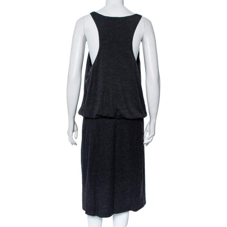 Pre Owned Tory Burch Charcoal Sequin Embellished Wool Midi Dress XL