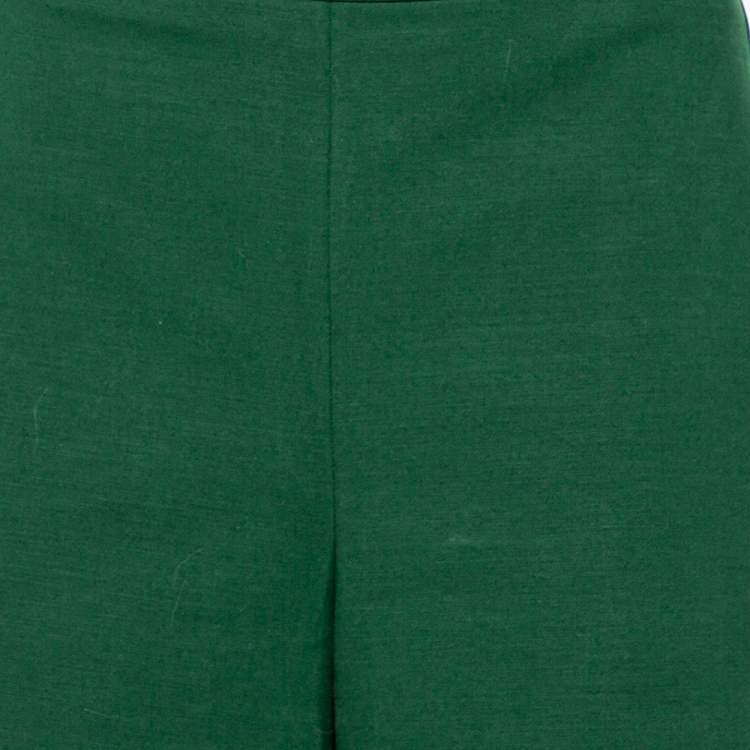 Pre Owned Tory Burch Green Cotton & Lyocell Palazzo Pants M
