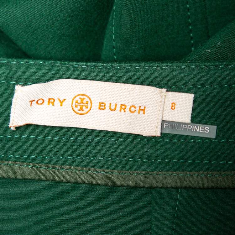 Pre Owned Tory Burch Green Cotton & Lyocell Palazzo Pants M