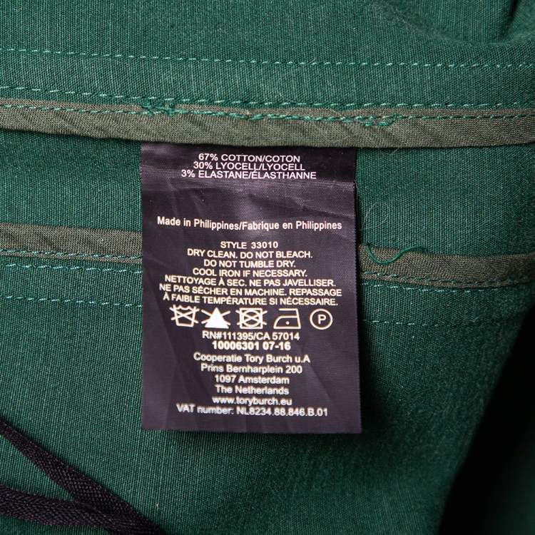 Pre Owned Tory Burch Green Cotton & Lyocell Palazzo Pants M