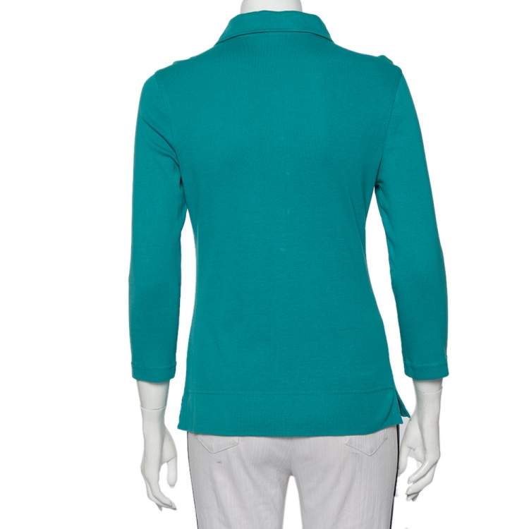 Pre Owned Tory Burch Blue Cotton Knit Polo T-Shirt M