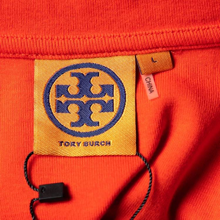 Pre Owned Tory Burch Red Cotton Knit Polo T-Shirt L