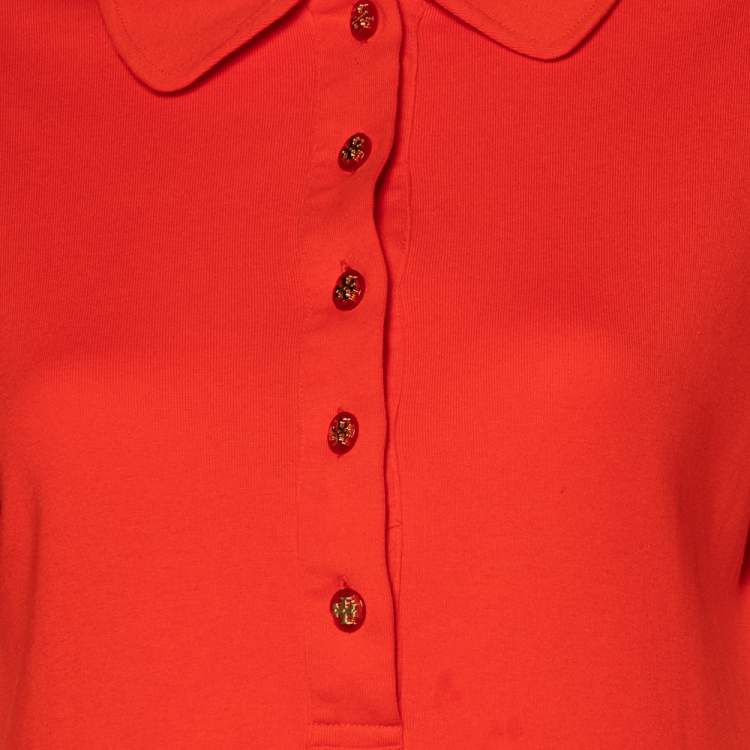 Pre Owned Tory Burch Red Cotton Knit Polo T-Shirt L