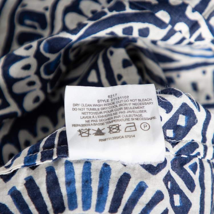 Pre Owned Tory Burch Blue & White Printed Cotton Buttoned Front Shirt M