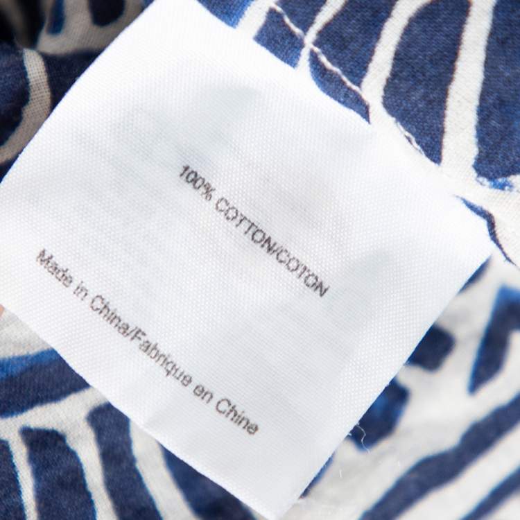 Pre Owned Tory Burch Blue & White Printed Cotton Buttoned Front Shirt M