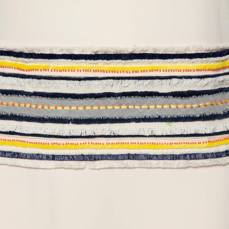 Pre Owned Tory Burch Cream Jersey Beaded Daria Sleeveless Dress S