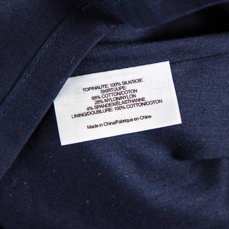 Pre Owned Tory Burch Navy Blue Cotton Emmanuelle Belted Shirt Dress M