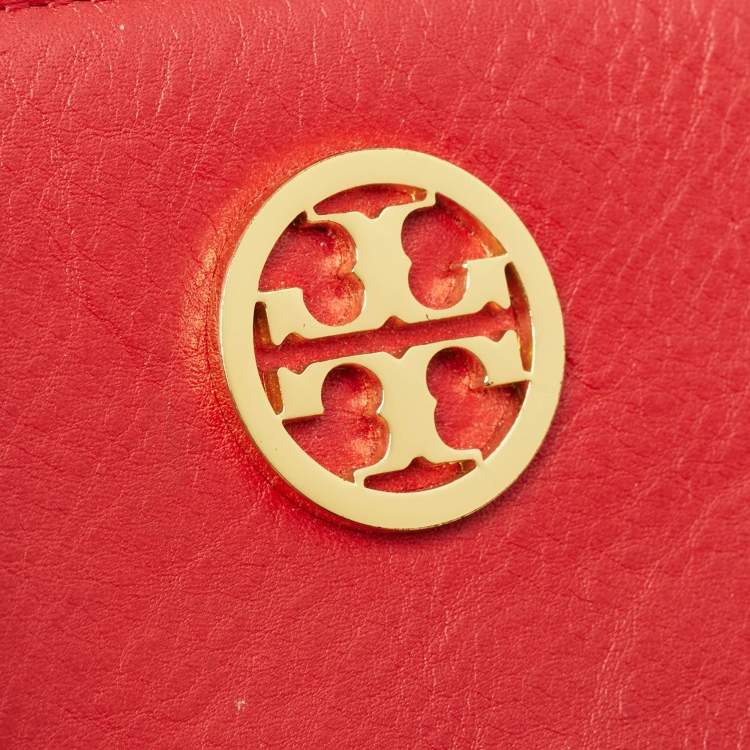 Pre Owned Tory Burch Red Leather Robinson Zip Around Coin Purse