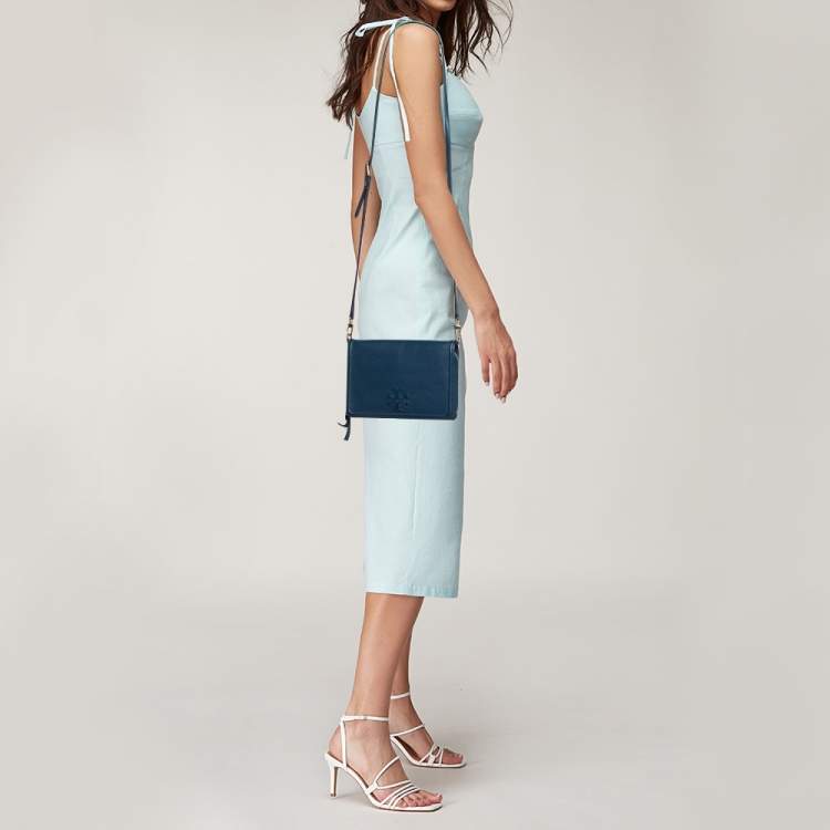 مملوكة مسبقًا Tory Burch Blue Leather Thea Crossbody Bag