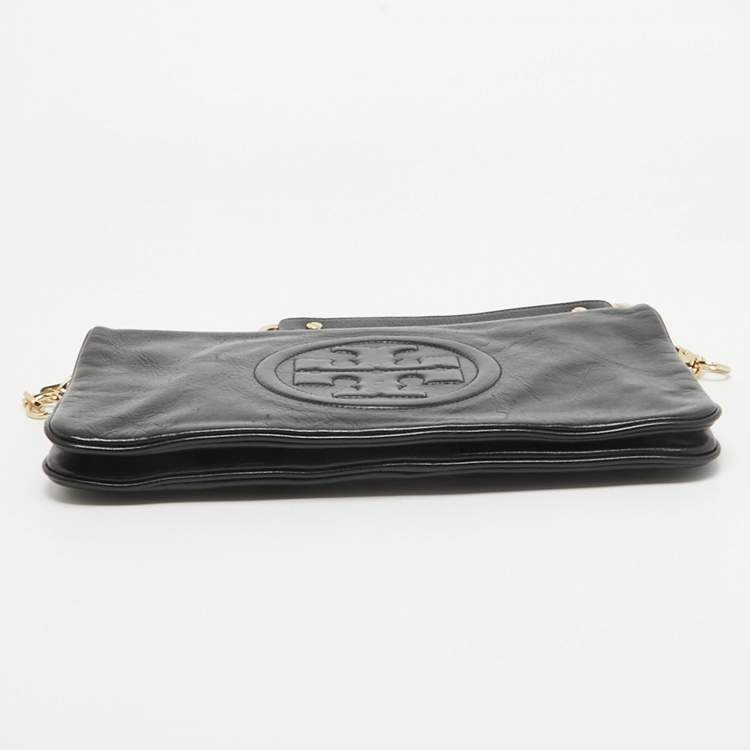 Pre Owned Tory Burch Black Leather Reva Chain Clutch