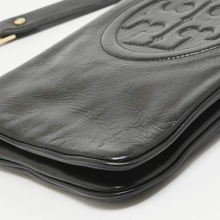 Pre Owned Tory Burch Black Leather Reva Chain Clutch