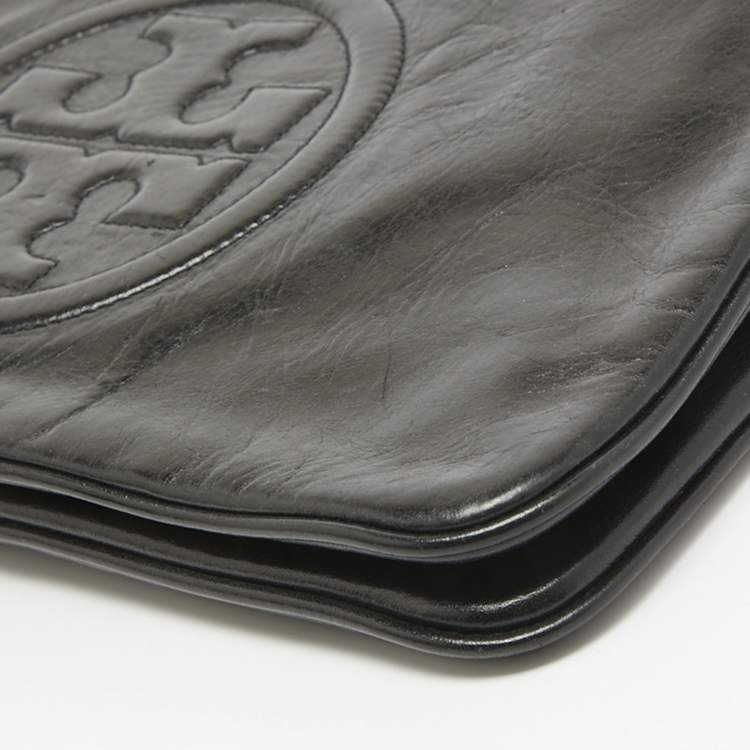 Pre Owned Tory Burch Black Leather Reva Chain Clutch