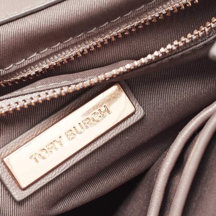 Pre Owned Tory Burch Grey Quilted Leather Fleming Shoulder Bag