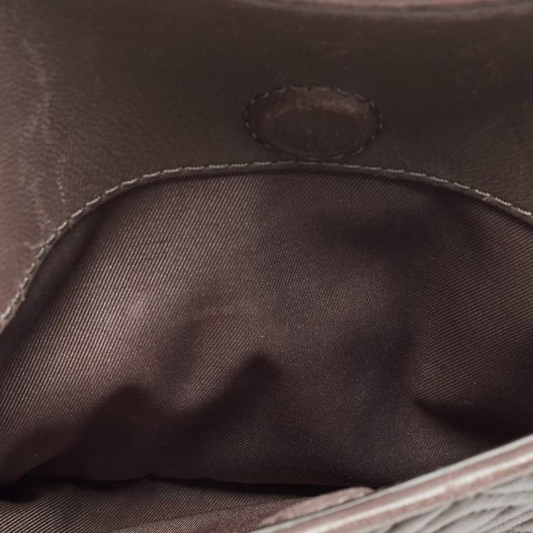 Pre Owned Tory Burch Grey Quilted Leather Fleming Shoulder Bag