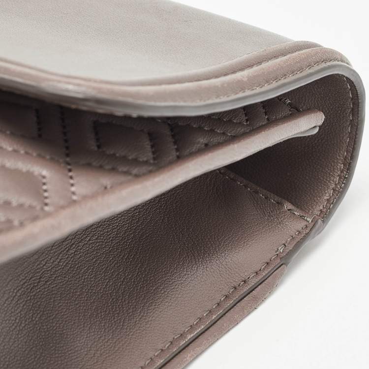 Pre Owned Tory Burch Grey Quilted Leather Fleming Shoulder Bag