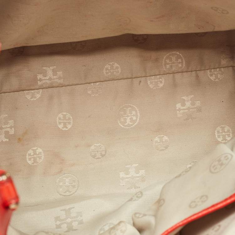 مملوكة مسبقًا Tory Burch Red Patent and Leather Large Double Zip Robinson Tote