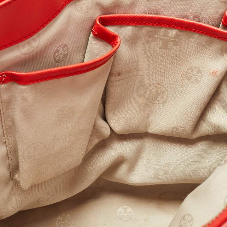 مملوكة مسبقًا Tory Burch Red Patent and Leather Large Double Zip Robinson Tote