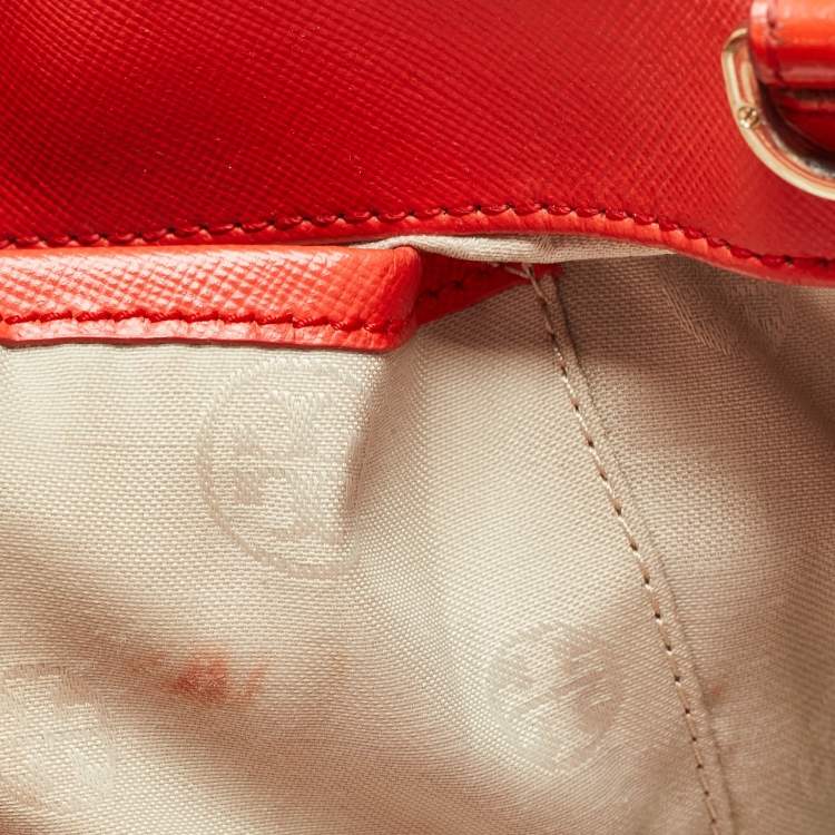 مملوكة مسبقًا Tory Burch Red Patent and Leather Large Double Zip Robinson Tote