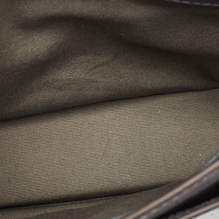 Pre Owned Tory Burch Grey Croc Embossed Leather and Suede Robinson Top Handle Bag