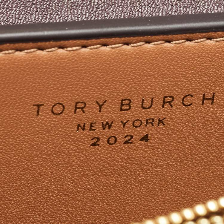 Pre Owned Tory Burch Burgundy Glossy Leather Eleanor Dragon Rectangular Shoulder Bag