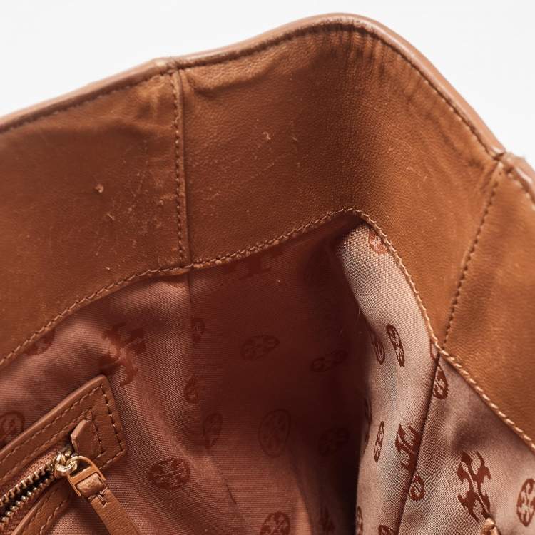 Pre Owned Tory Burch Brown Leather Brooke Tote