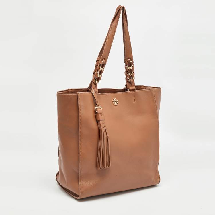 Pre Owned Tory Burch Brown Leather Brooke Tote