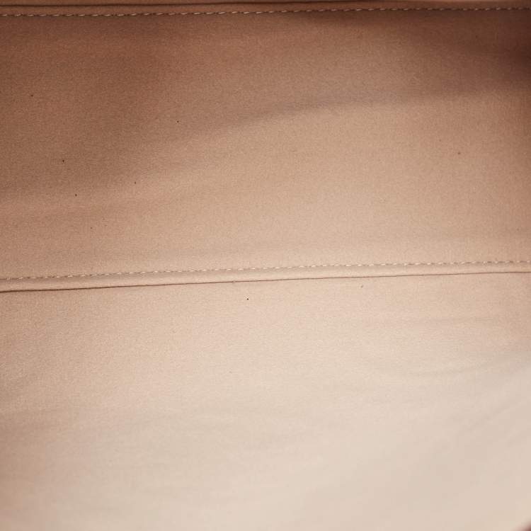 Pre Owned Tory Burch New Cream/Brown T Monogram Leather Small Contrast Tote