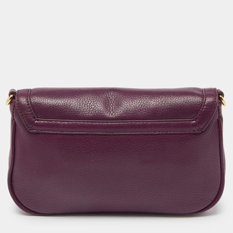 Pre Owned Tory Burch Purple Leather Mini Amanda Crossbody Bag