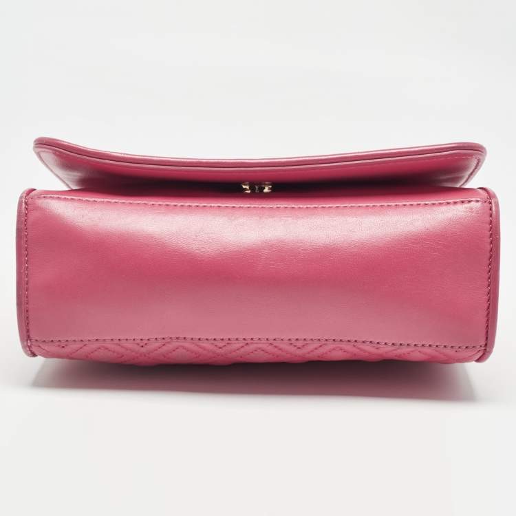 Pre Owned Tory Burch Pink Leather Small Fleming Shoulder Bag