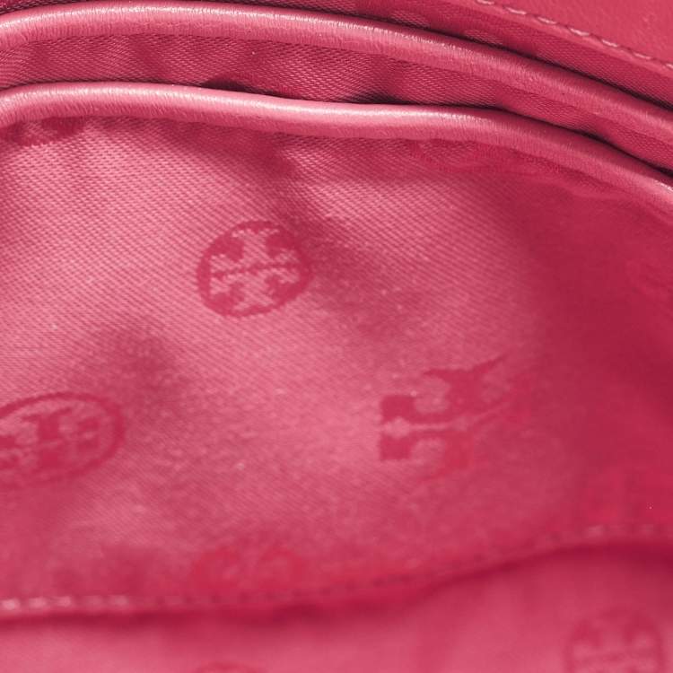 Pre Owned Tory Burch Pink Leather Small Fleming Shoulder Bag