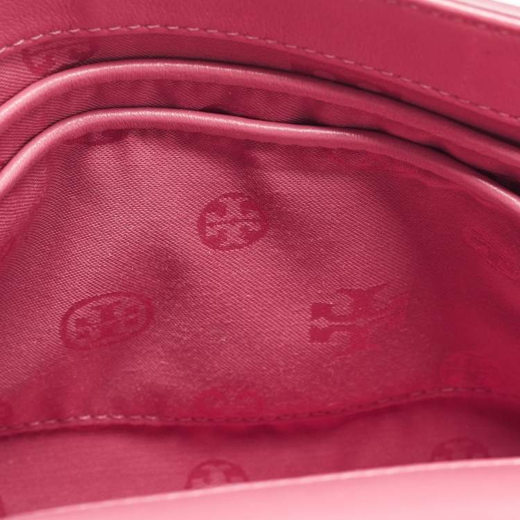 Pre Owned Tory Burch Pink Leather Small Fleming Shoulder Bag