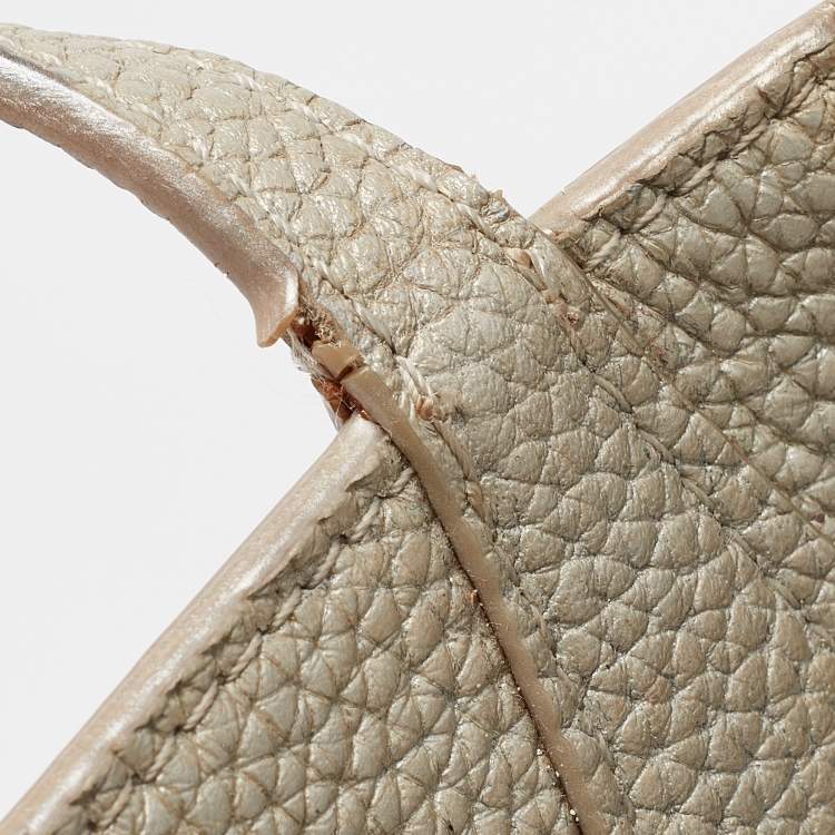 Pre Owned Tory Burch Metallic Grey Leather Perry Tote