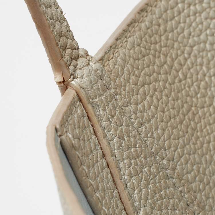 Pre Owned Tory Burch Metallic Grey Leather Perry Tote