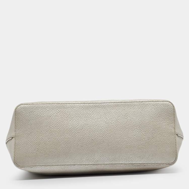 Pre Owned Tory Burch Metallic Grey Leather Perry Tote