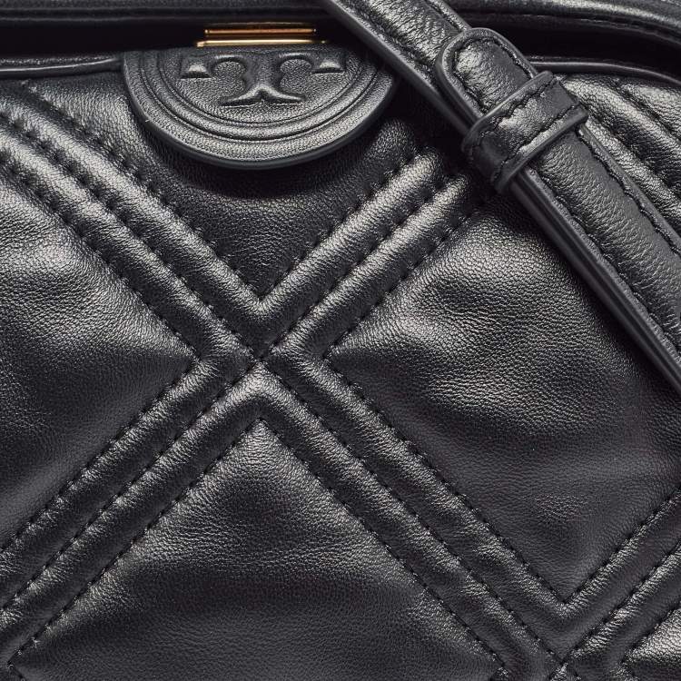 Pre Owned Tory Burch Black Quilted Leather Fleming Soft Frame Bag