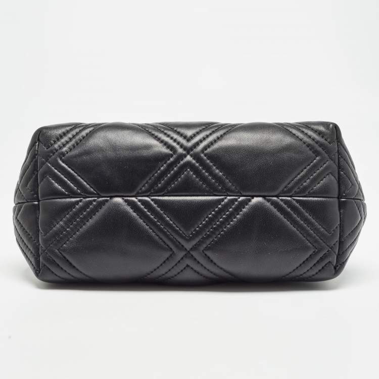 Pre Owned Tory Burch Black Quilted Leather Fleming Soft Frame Bag