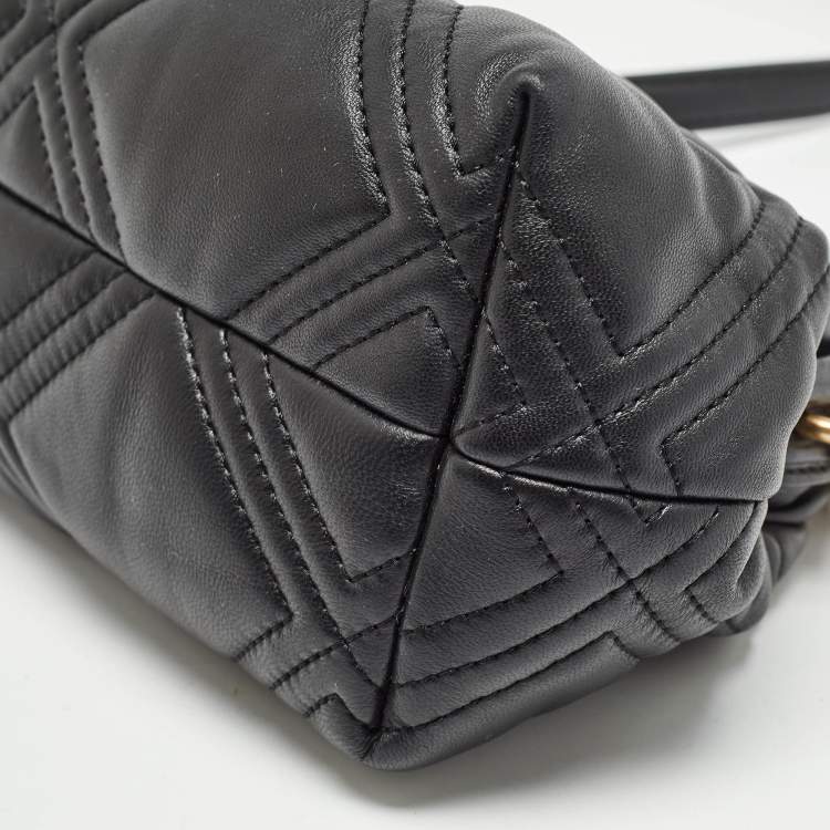 Pre Owned Tory Burch Black Quilted Leather Fleming Soft Frame Bag