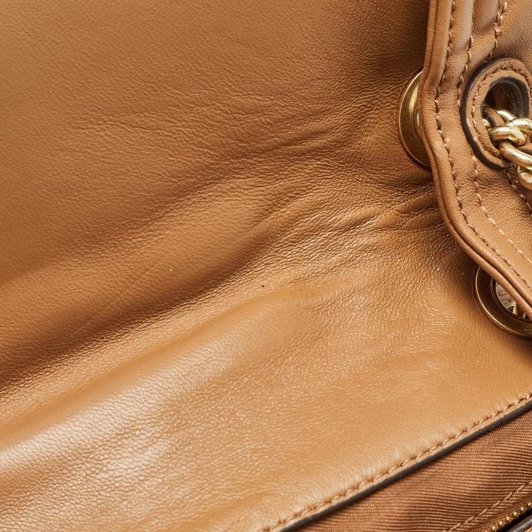 Pre Owned Tory Burch Brown Quilted Leather Fleming Shoulder Bag