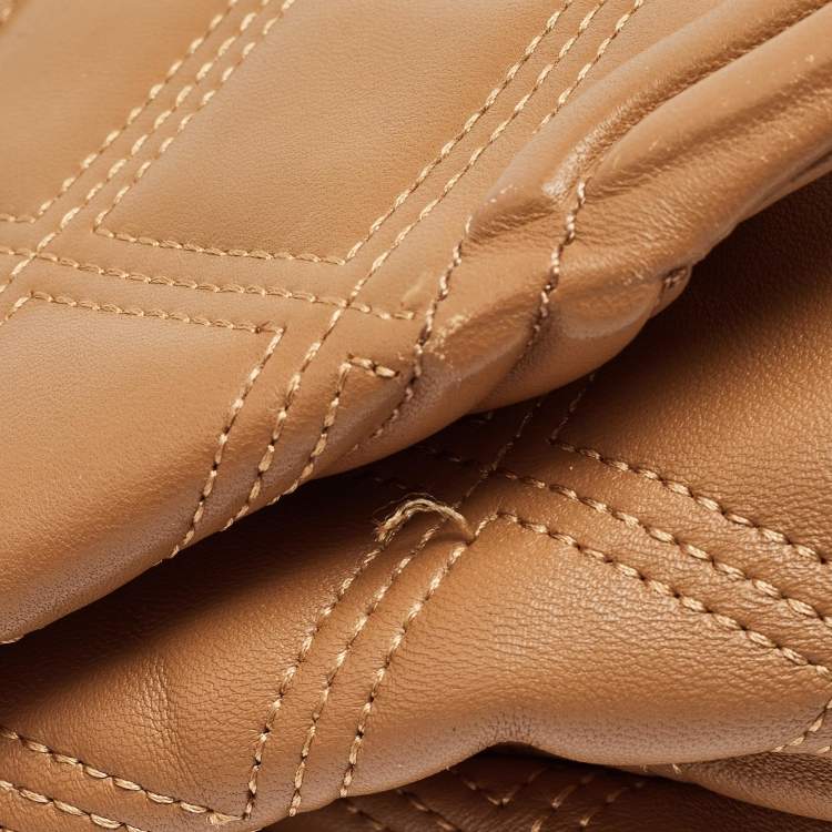 Pre Owned Tory Burch Brown Quilted Leather Fleming Shoulder Bag