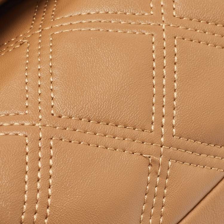 Pre Owned Tory Burch Brown Quilted Leather Fleming Shoulder Bag