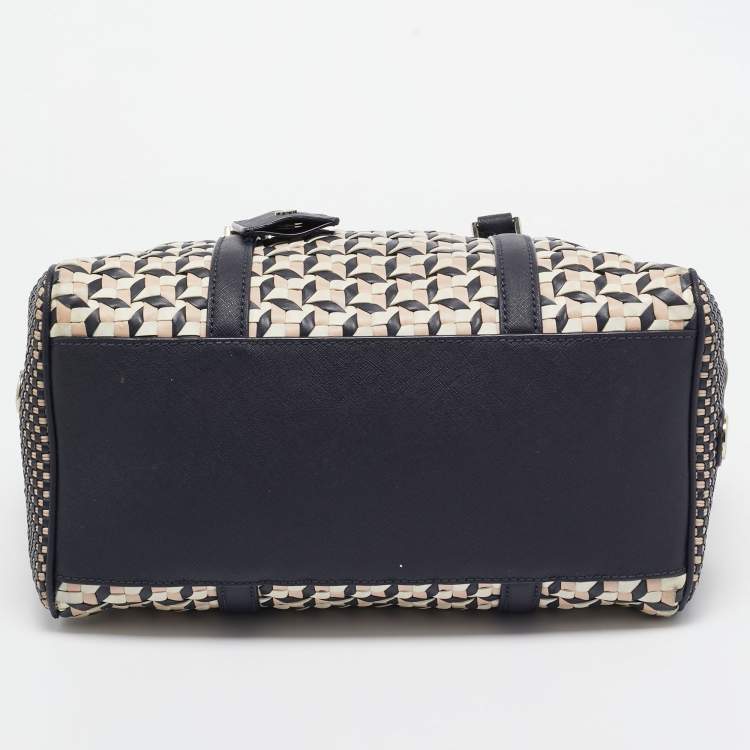 Pre Owned Tory Burch Multicolor Woven Leather Doreen Satchel